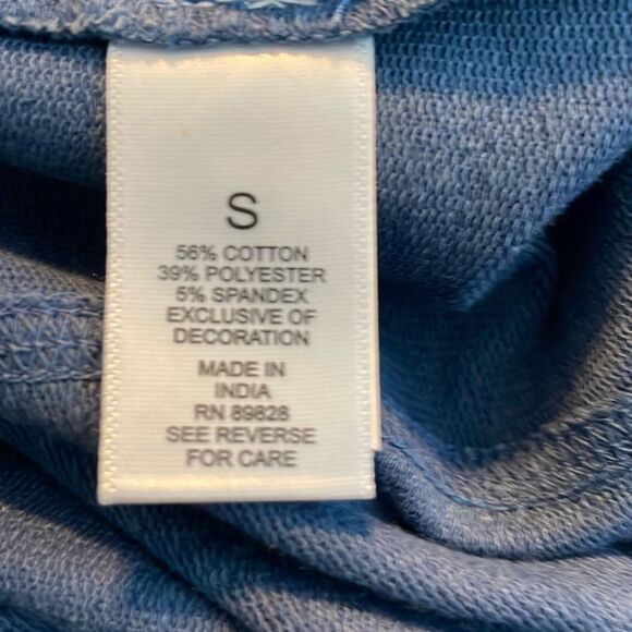 LOGO Life Lori Goldstein Pintuck Trim Hoodie Sweatshirt Steel Blue French Terry - Picture 8 of 10